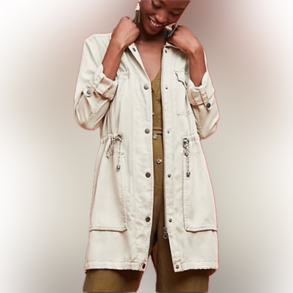 Anthropologie Beige/Tan Anorak Style Long Field Jacket XL